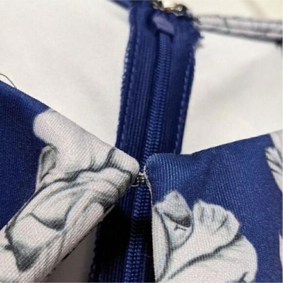 Alexia Admor Dress Fit & Flare Mini Cap Sleeve Blue Floral Size 3X - Picture 4 of 9